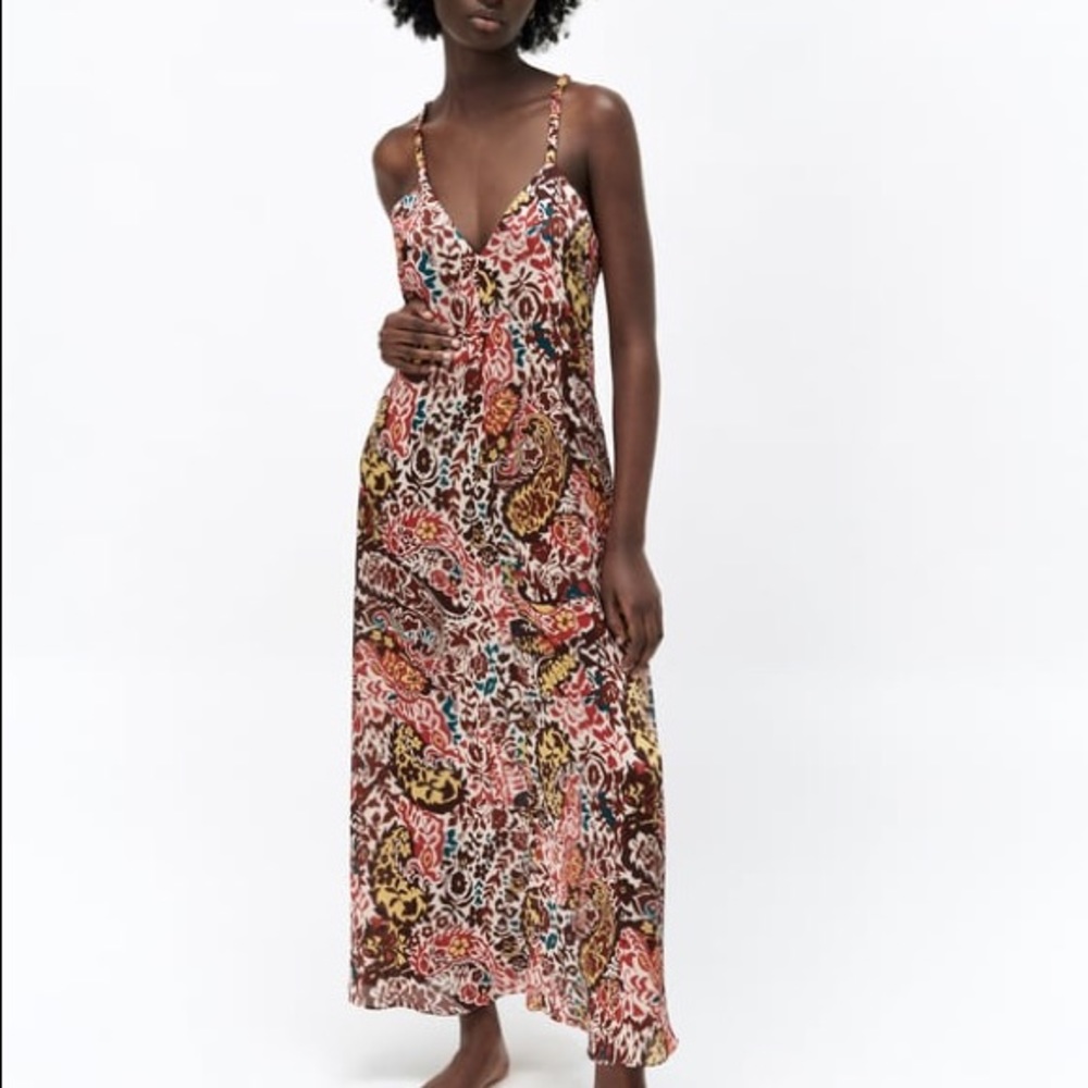 Zara printed slip dress